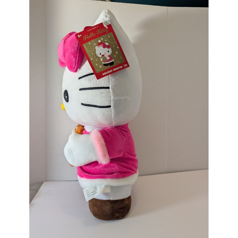 2025 Hello Kitty Pink Santa Gingerbread Christmas Greeter Plush 23.2" Viral NWT - Picture 2 of 13